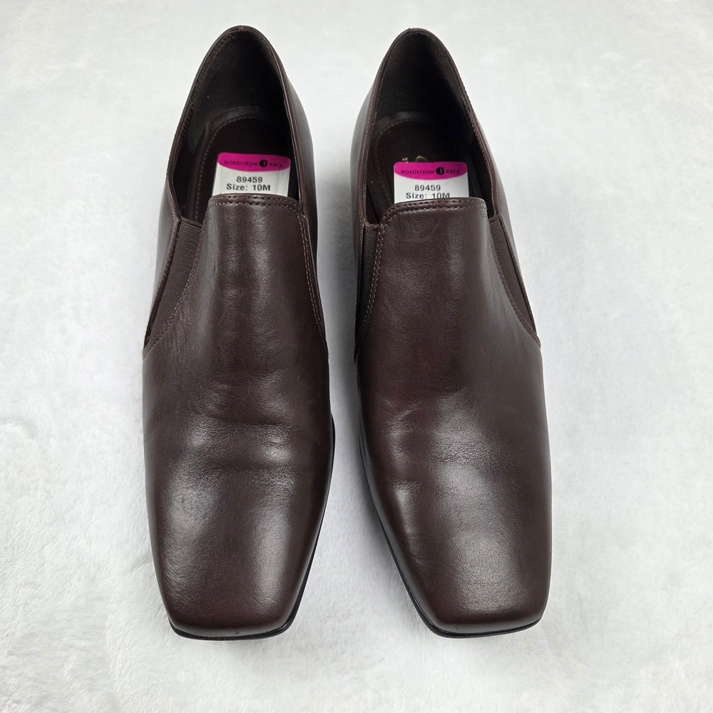 Geox Loafers‎ woman's New size 10M Brown Leather Square Toe Slip On